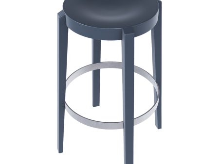 Punton Bar Counter Stool w  Stainless Steel Metal Ring For Sale